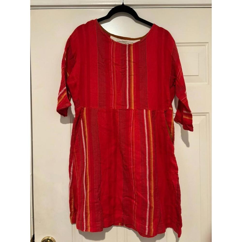 Ace & Jig sz S boho peasant‎ red long sleeve cotton shirt dress #2036
